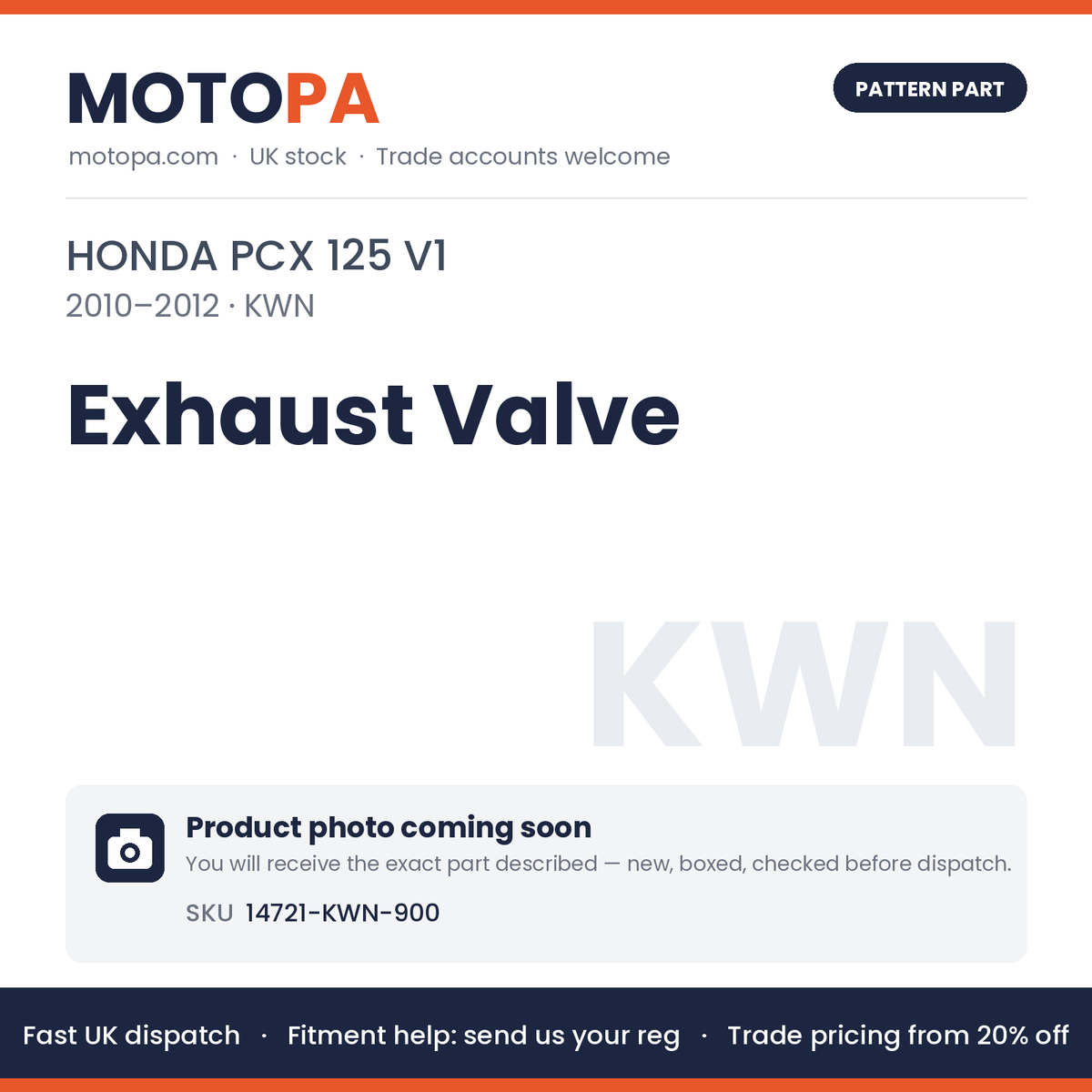 Fits Honda PCX 125 V1 2010-2012 Exhaust Valve 14721-KWN-900 | MotoPa