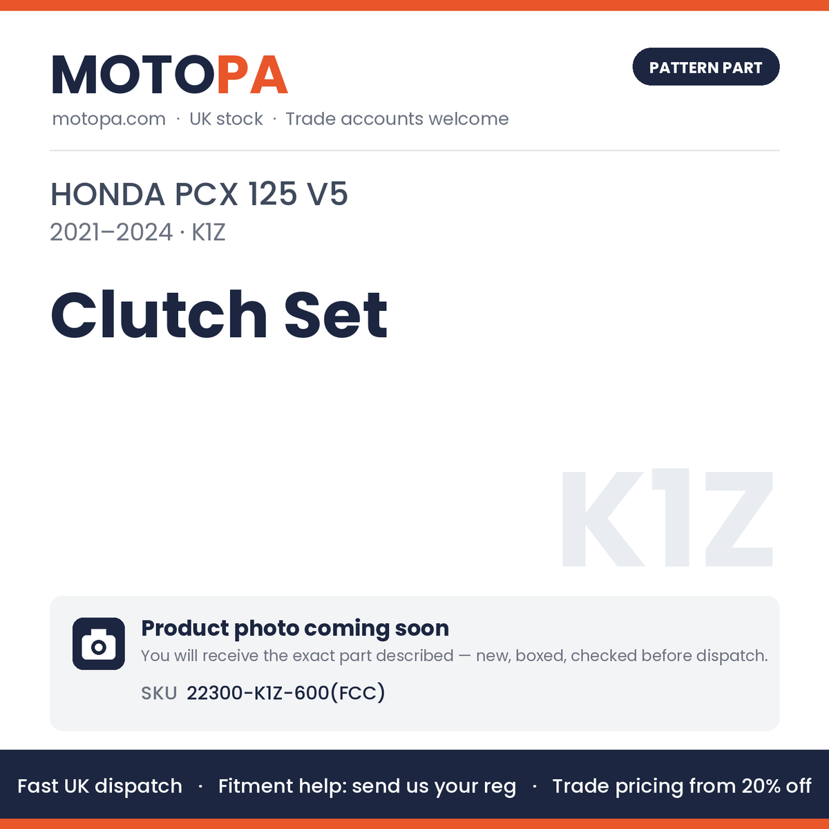 Fits Honda PCX 125 V5 2021-2024 Clutch Set 22300-K1Z-600(FCC) | MotoPa