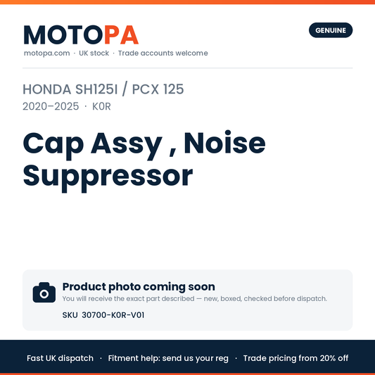 Honda SH125i / PCX 125 2020-2025 Cap Assy , Noise Suppressor 30700-K0R-V01 | SKU 30700-K0R-V01 | photo coming soon
