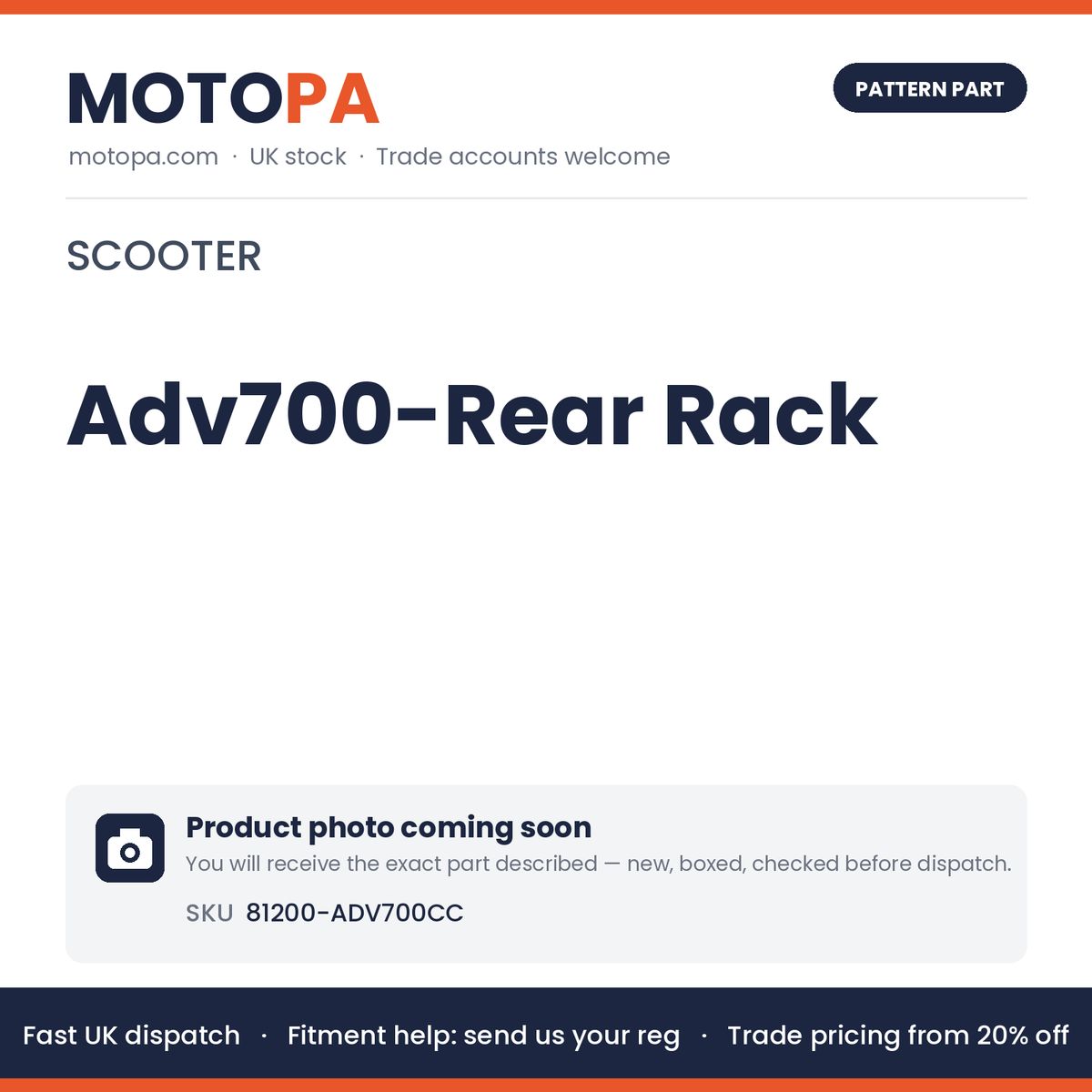 Fits Scooter Adv700-Rear Rack 81200-ADV700CC | MotoPa