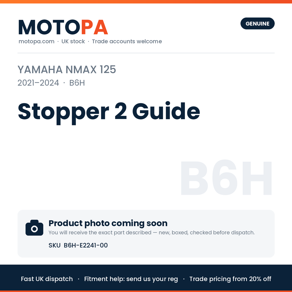 Genuine Yamaha NMAX 125 2021-2024 Stopper 2 Guide B6H-E2241-00 | SKU B6H-E2241-00 | photo coming soon
