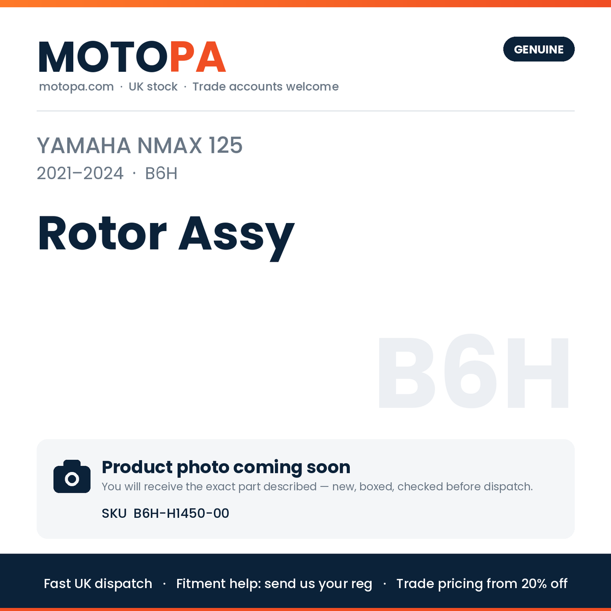 Genuine Yamaha NMAX 125 2021-2024 Rotor Assy B6H-H1450-00 | SKU B6H-H1450-00 | photo coming soon