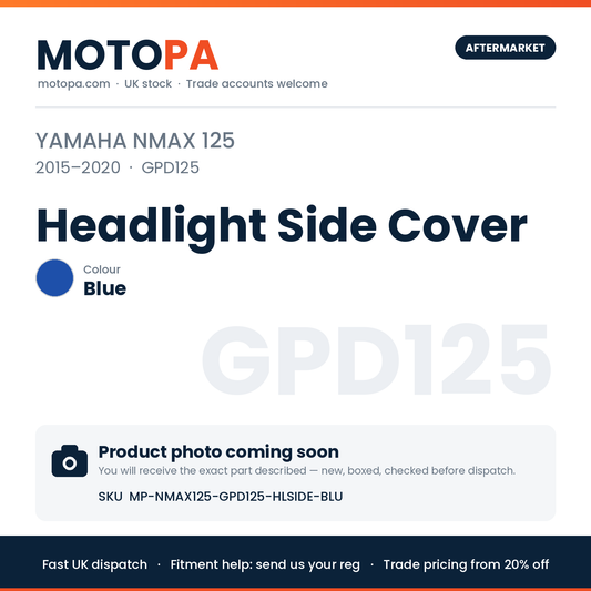 Yamaha NMAX 125 2015-2020 Headlight Side Cover – Blue | SKU MP-NMAX125-GPD125-HLSIDE-BLU | photo coming soon
