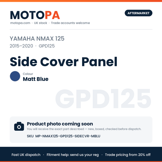 Yamaha NMAX 125 2015-2020 Side Cover Panel – Matt Blue | SKU MP-NMAX125-GPD125-SIDECVR-MBLU | photo coming soon