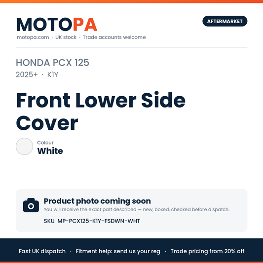 Honda PCX 125 2025+ Front Lower Side Cover – White | SKU MP-PCX125-K1Y-FSDWN-WHT | photo coming soon