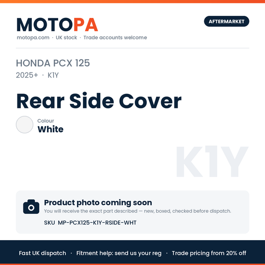 Honda PCX 125 2025+ Rear Side Cover – White | SKU MP-PCX125-K1Y-RSIDE-WHT | photo coming soon