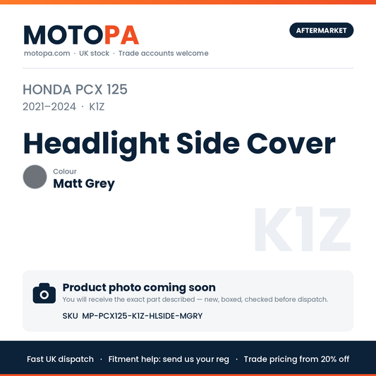 Honda PCX 125 2021-2024 Headlight Side Cover – Matt Grey | SKU MP-PCX125-K1Z-HLSIDE-MGRY | photo coming soon