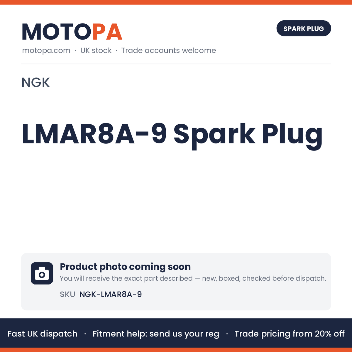 NGK LMAR8A-9 Spark Plug – Honda eSP+ SH125i 2020+, SH Mode 125, Forza 125/350 2021+ | photo coming soon