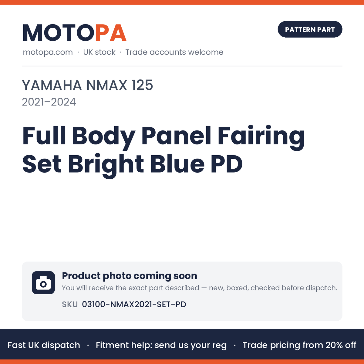 Fits Yamaha NMAX 125 2021-2024 Full Body Panel Fairing Set Bright Blue PD | MotoPa