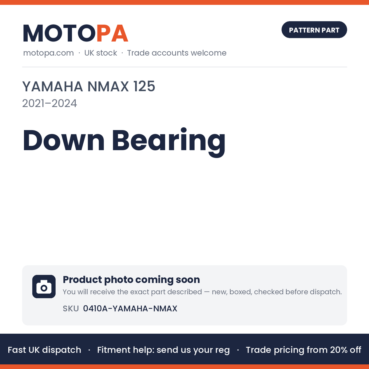 Fits Yamaha NMAX 125 2021-2024 Down Bearing 0410A-YAMAHA-NMAX | MotoPa