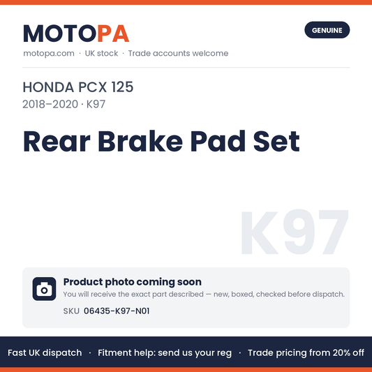 Genuine Honda PCX 125 2018-2020 Rear Brake Pad Set 06435-K97-N01 | SKU 06435-K97-N01 | photo coming soon