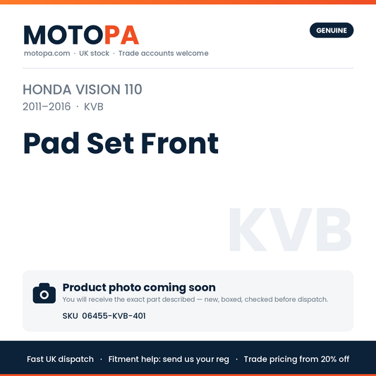 Genuine Honda Vision 110 2011-2016 Pad Set Front 06455-KVB-401 | SKU 06455-KVB-401 | photo coming soon