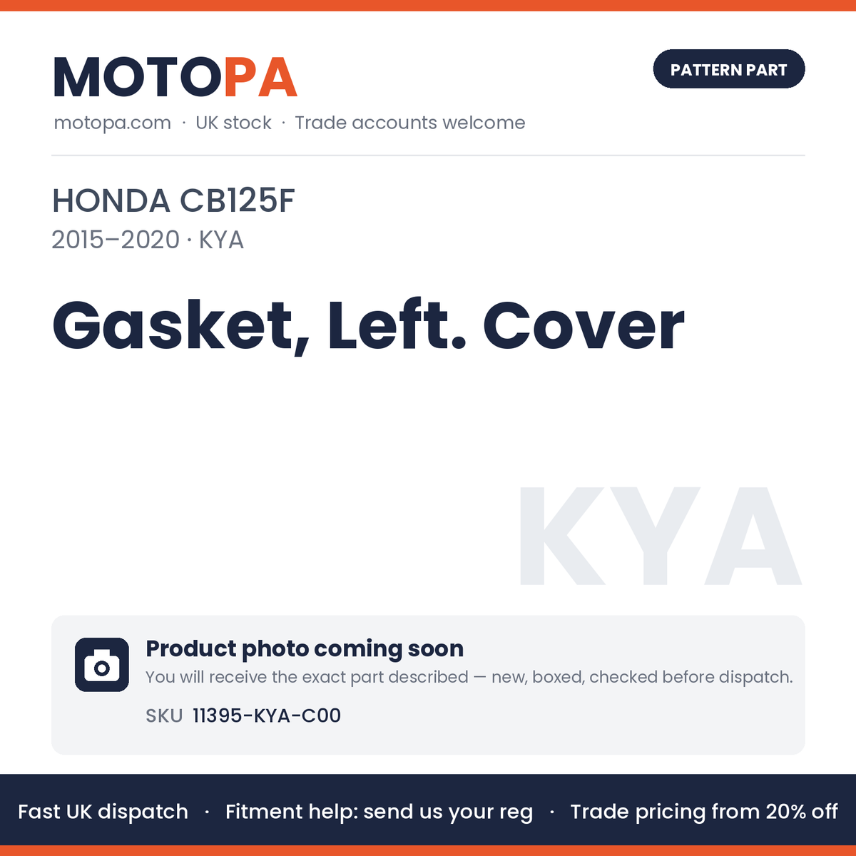 Fits Honda CB125F 2015-2020 Gasket, Left. Cover 11395-KYA-C00 | MotoPa
