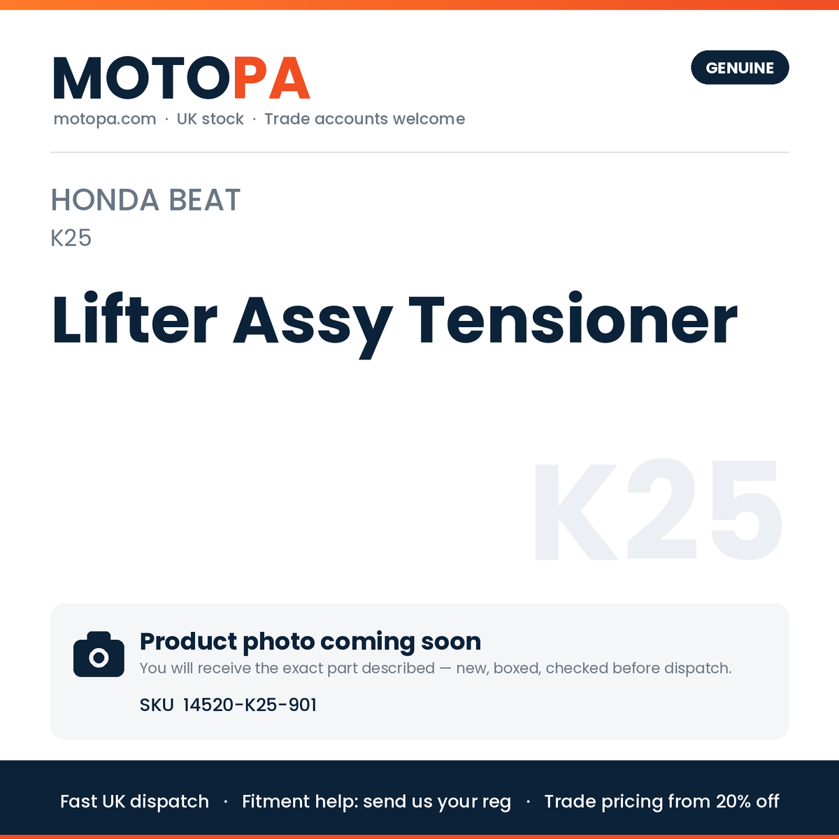 Genuine Honda BeAT (import) Lifter Assy Tensioner 14520-K25-901 | SKU 14520-K25-901 | photo coming soon