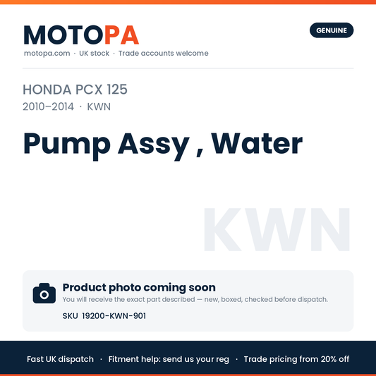Genuine Honda PCX 125 2010-2014 Pump Assy , Water 19200-KWN-901 | SKU 19200-KWN-901 | photo coming soon