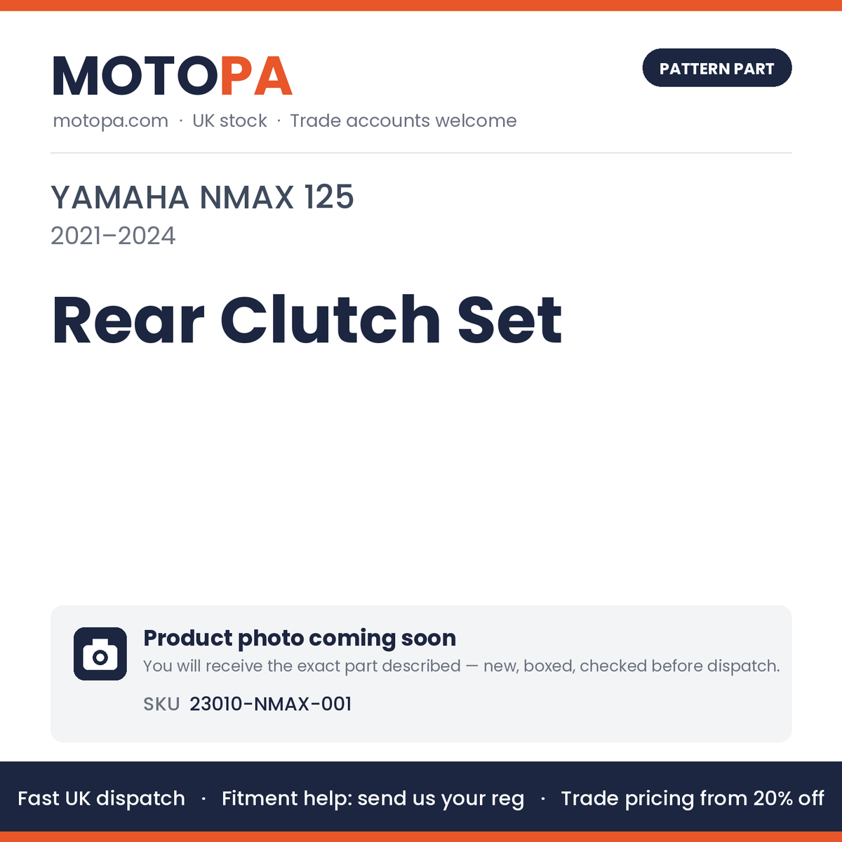 Fits Yamaha NMAX 125 2021-2024 Rear Clutch Set 23010-NMAX-001 | MotoPa