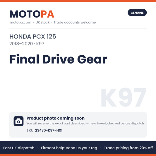 Genuine Honda PCX 125 2018-2020 Final Drive Gear 23430-K97-N01 | SKU 23430-K97-N01 | photo coming soon
