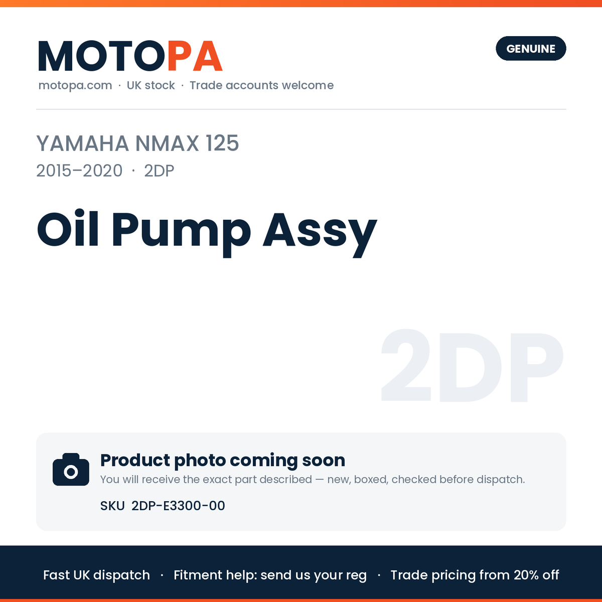 Genuine Yamaha NMAX 125 2015-2020 Oil Pump Assy 2DP-E3300-00 | SKU 2DP-E3300-00 | photo coming soon