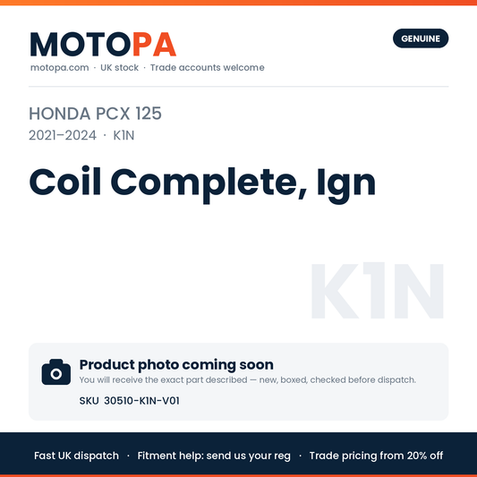 Genuine Honda PCX 125 2021-2024 Coil Complete, Ign 30510-K1N-V01 | SKU 30510-K1N-V01 | photo coming soon