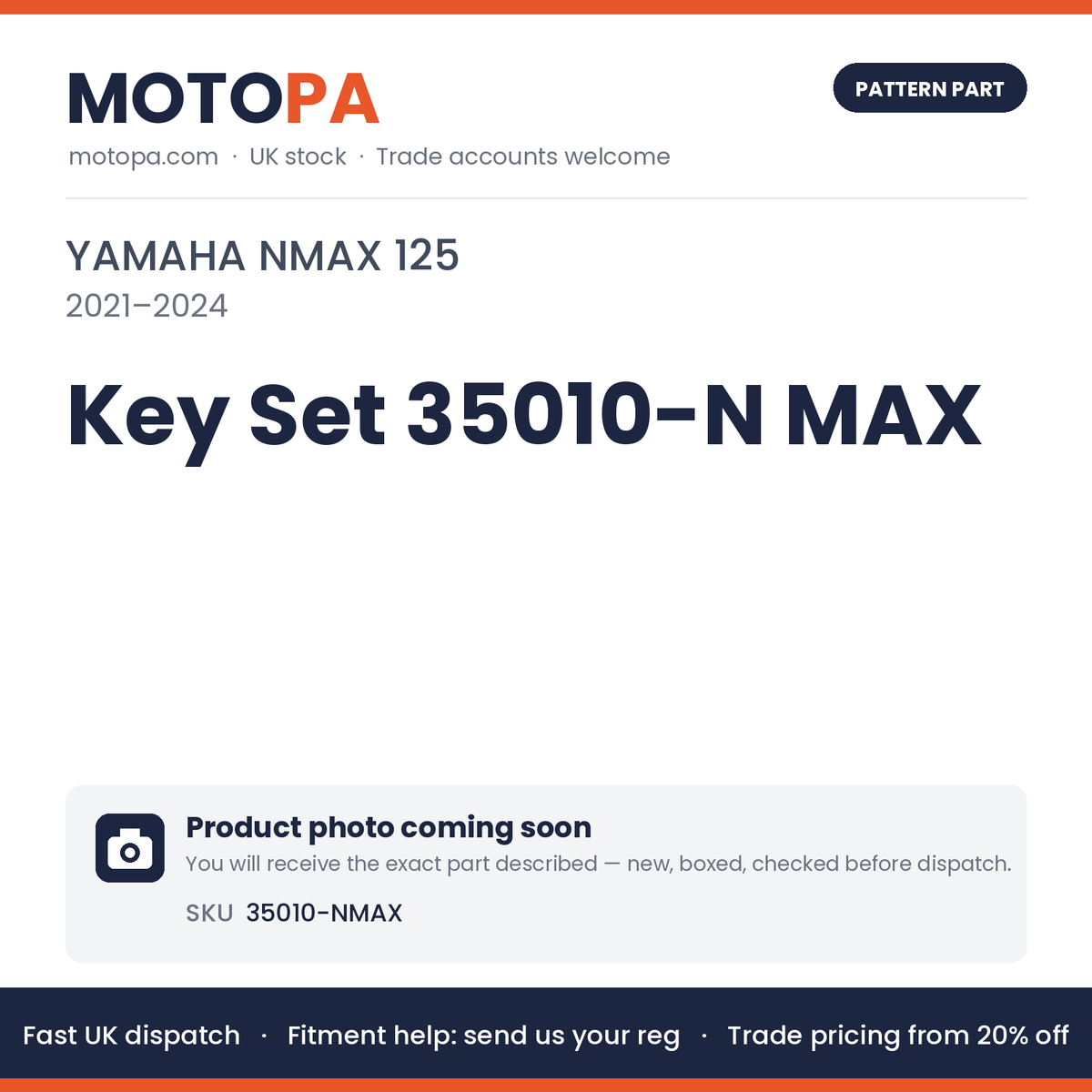 Fits Yamaha NMAX 125 2021-2024 Key Set 35010-N MAX | MotoPa