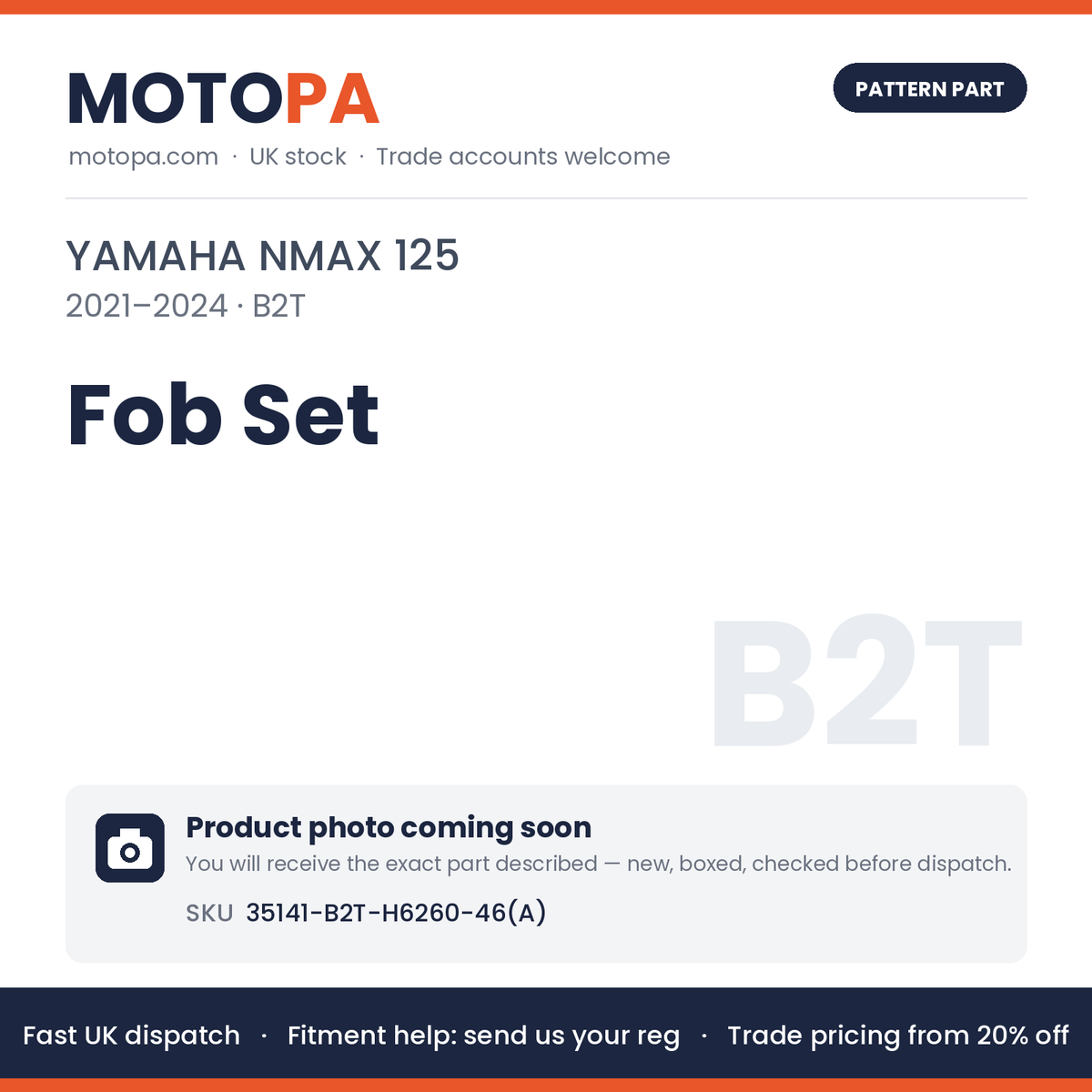 Fits Yamaha NMAX 125 2021-2024 Fob Set 35141-B2T-H6260-46(A) | MotoPa