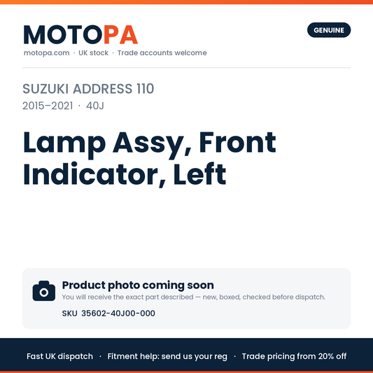 Suzuki Address 110 2015-2021 Lamp Assy, Front Indicator, Left 35602-40J00-000 | SKU 35602-40J00-000 | photo coming soon