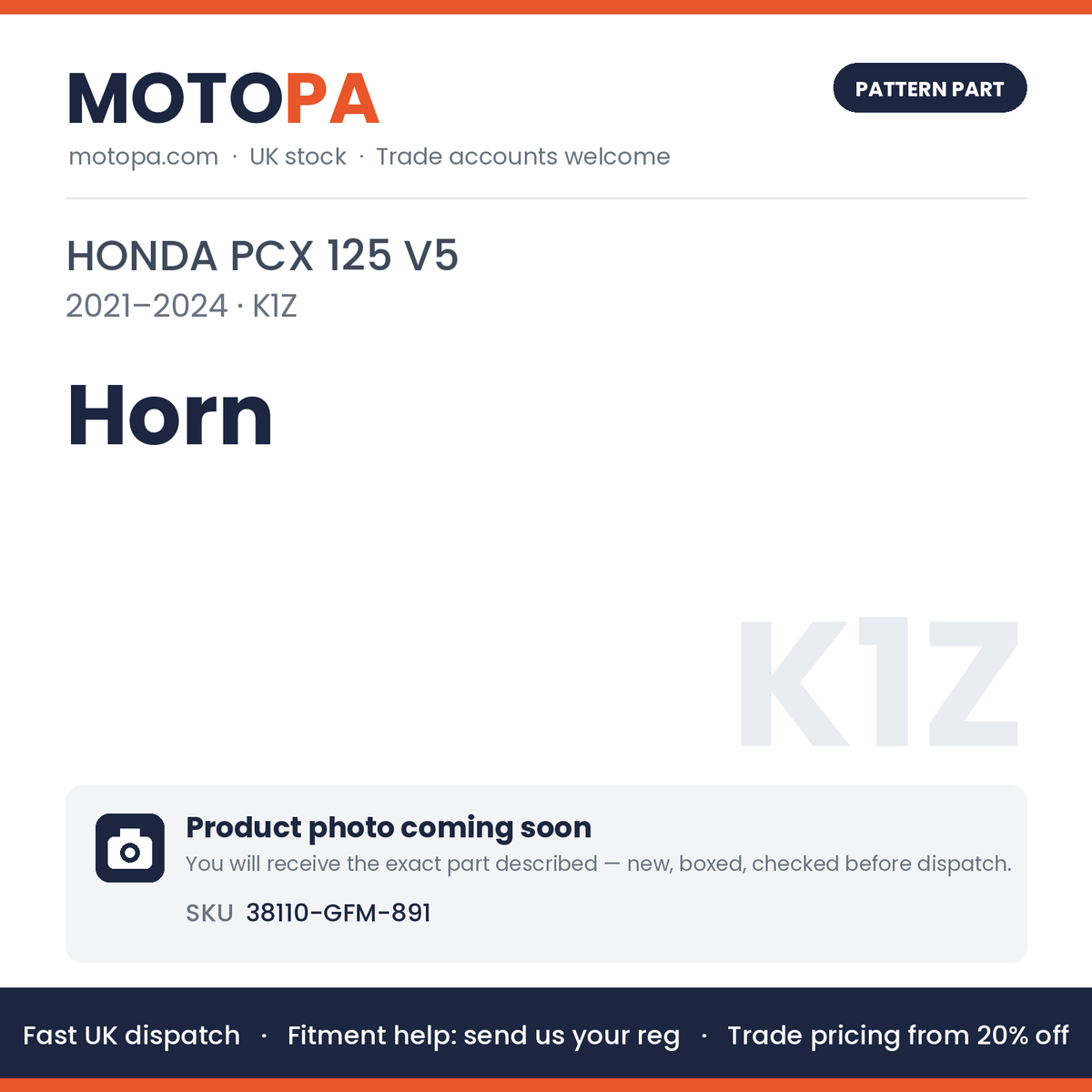 Fits Honda PCX 125 V5 2021-2024 Horn 38110-GFM-891 | MotoPa