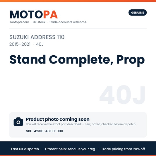 Genuine Suzuki Address 110 2015-2021 Stand Complete, Prop 42310-40J10-000 | SKU 42310-40J10-000 | photo coming soon