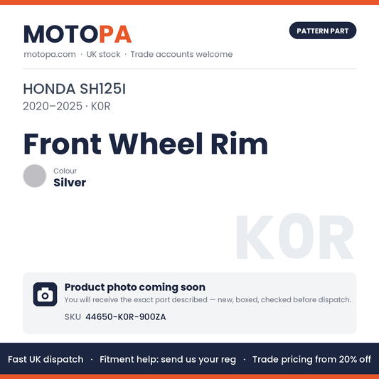 Fits Honda SH125i 2020-2025 Front Wheel Rim Silver 44650-K0R-900ZA | MotoPa