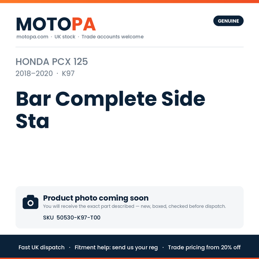 Genuine Honda PCX 125 2018-2020 Bar Complete Side Sta 50530-K97-T00 | SKU 50530-K97-T00 | photo coming soon