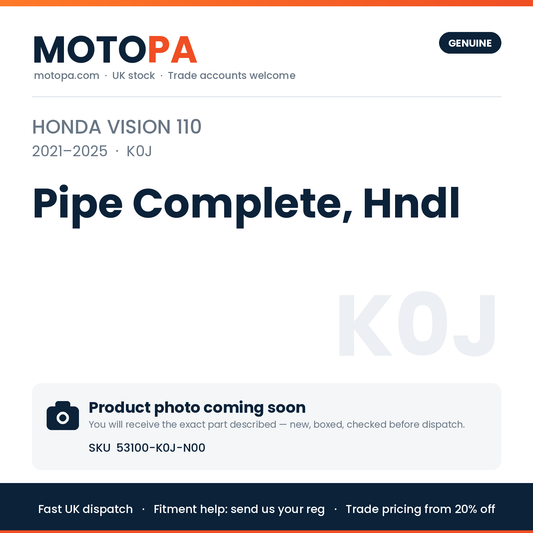 Genuine Honda Vision 110 2021-2025 Pipe Complete, Hndl 53100-K0J-N00 | SKU 53100-K0J-N00 | photo coming soon