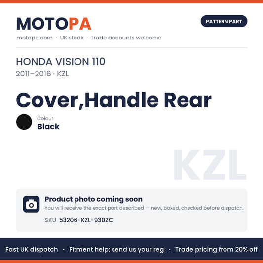 Fits Honda Vision 110 2011-2016 Cover,Handle Rear Black 53206-KZL-930ZC | MotoPa