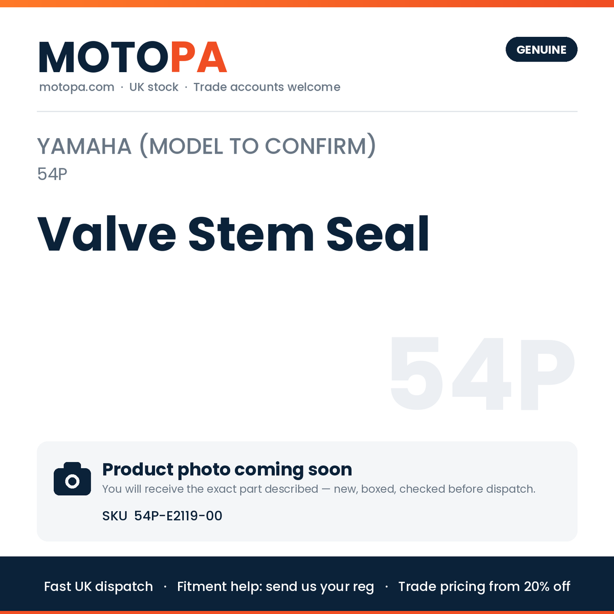Genuine Yamaha Yamaha (model to confirm) Valve Stem Seal 54P-E2119-00 | SKU 54P-E2119-00 | photo coming soon
