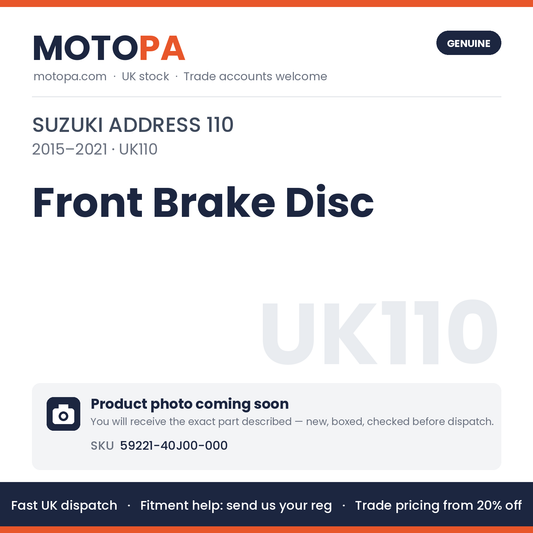 Genuine Suzuki Address 110 2015-2021 Front Brake Disc 59221-40J00-000 | SKU 59221-40J00-000 | photo coming soon