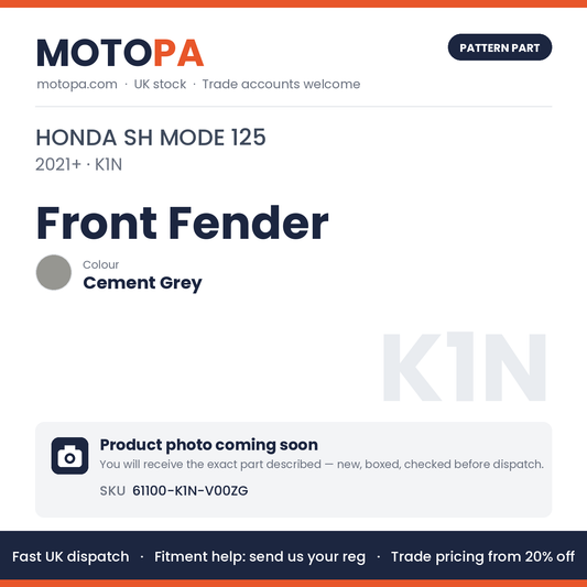 Fits Honda SH Mode 125 2021+ Front Fender Cement Grey 61100-K1N-V00ZG | MotoPa