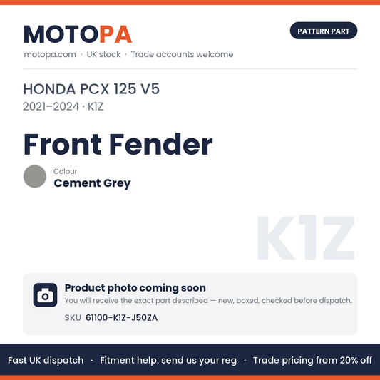 Fits Honda PCX 125 V5 2021-2024 Front Fender Cement Grey 61100-K1Z-J50ZA | MotoPa