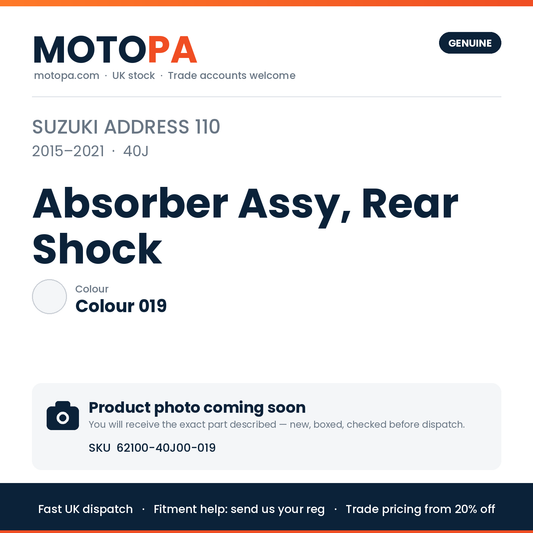 Genuine Suzuki Address 110 2015-2021 Absorber Assy, Rear Shock 62100-40J00-019 | SKU 62100-40J00-019 | photo coming soon