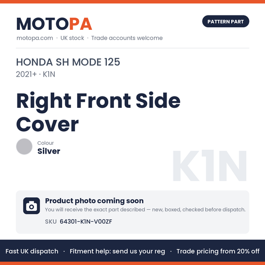 Fits Honda SH Mode 125 2021+ Right Front Side Cover Silver 64301-K1N-V00ZF | MotoPa