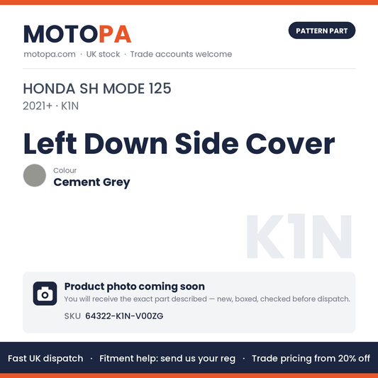 Fits Honda SH Mode 125 2021+ Left Down Side Cover Cement Grey 64322-K1N-V00ZG | MotoPa