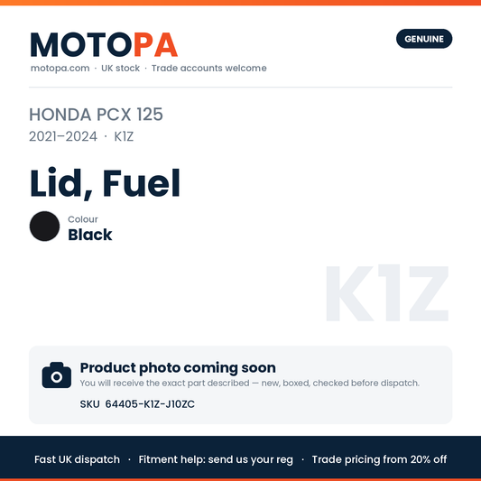 Genuine Honda PCX 125 2021-2024 Lid, Fuel Black 64405-K1Z-J10ZC | SKU 64405-K1Z-J10ZC | photo coming soon