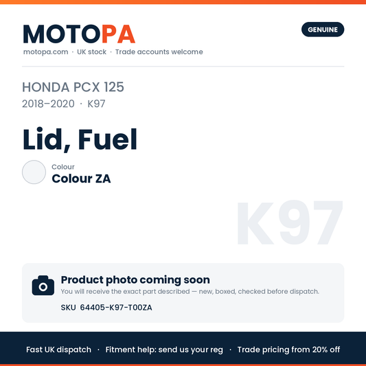 Genuine Honda PCX 125 2018-2020 Lid, Fuel 64405-K97-T00ZA | SKU 64405-K97-T00ZA | photo coming soon