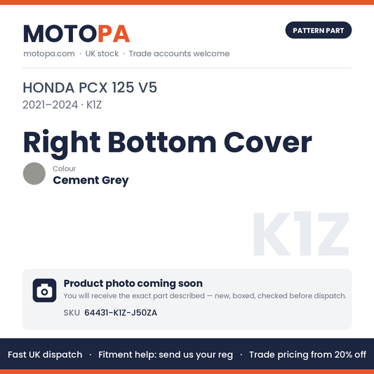 Fits Honda PCX 125 V5 2021-2024 Right Bottom Cover Cement Grey 64431-K1Z-J50ZA | MotoPa