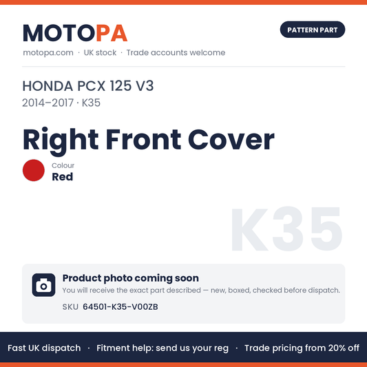 Fits Honda PCX 125 V3 2014-2017 Right Front Cover Red 64501-K35-V00ZB | MotoPa