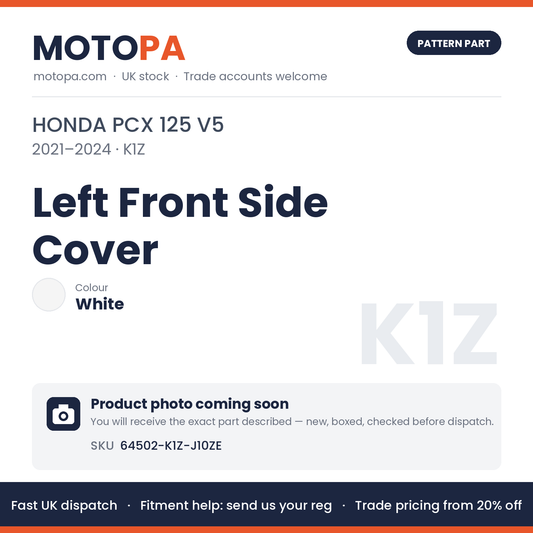 Fits Honda PCX 125 V5 2021-2024 Left Front Side Cover White 64502-K1Z-J10ZE | MotoPa