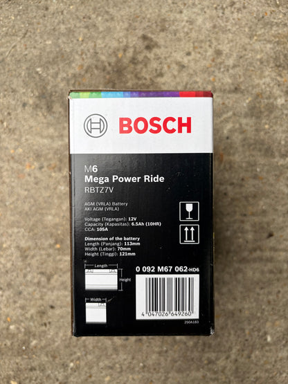 Bosch RBTZ-7V 12V 6Ah AGM Scooter Battery (YTZ7V equivalent) – NMAX 125, PCX 125
