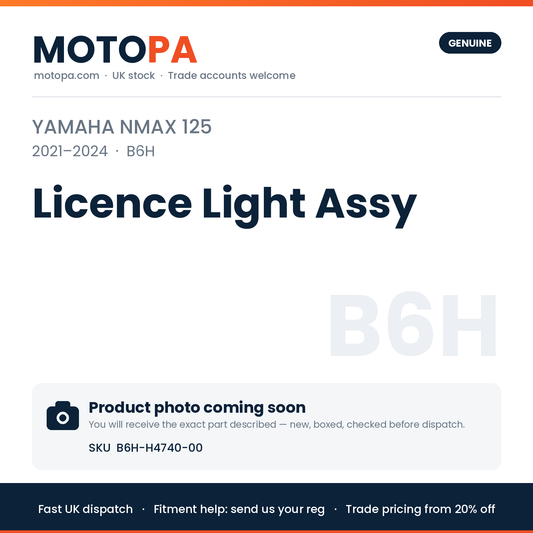 Genuine Yamaha NMAX 125 2021-2024 Licence Light Assy B6H-H4740-00 | SKU B6H-H4740-00 | photo coming soon