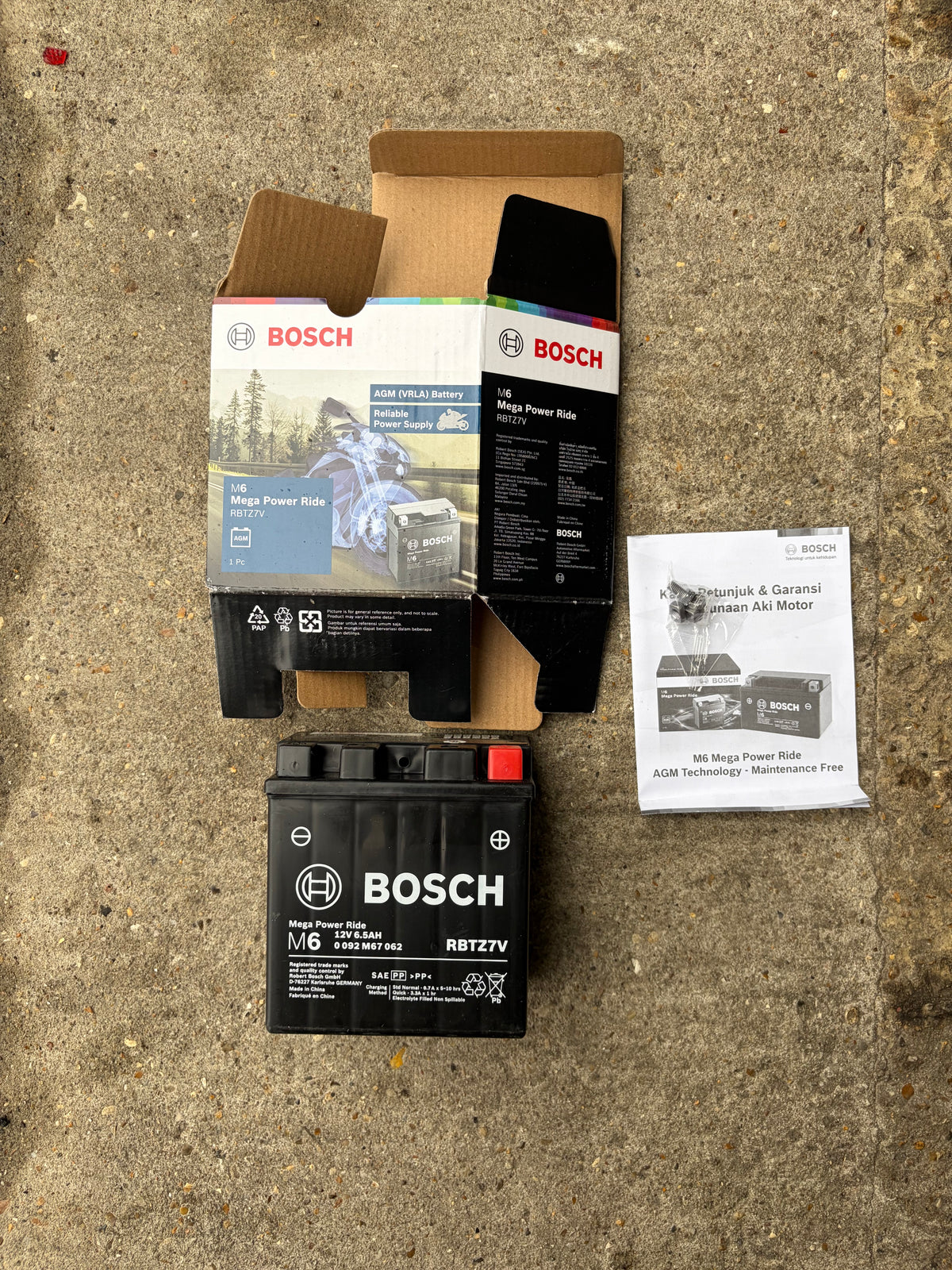 Bosch RBTZ-7V 12V 6Ah AGM Scooter Battery (YTZ7V equivalent) – NMAX 125, PCX 125