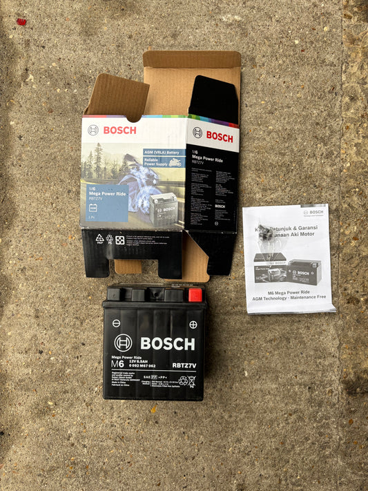 Bosch RBTZ-7V 12V 6Ah AGM Scooter Battery (YTZ7V equivalent) – NMAX 125, PCX 125