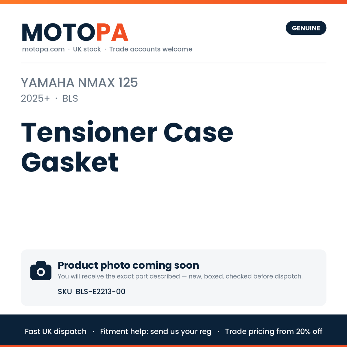 Genuine Yamaha NMAX 125 2025+ Tensioner Case Gasket BLS-E2213-00 | SKU BLS-E2213-00 | photo coming soon