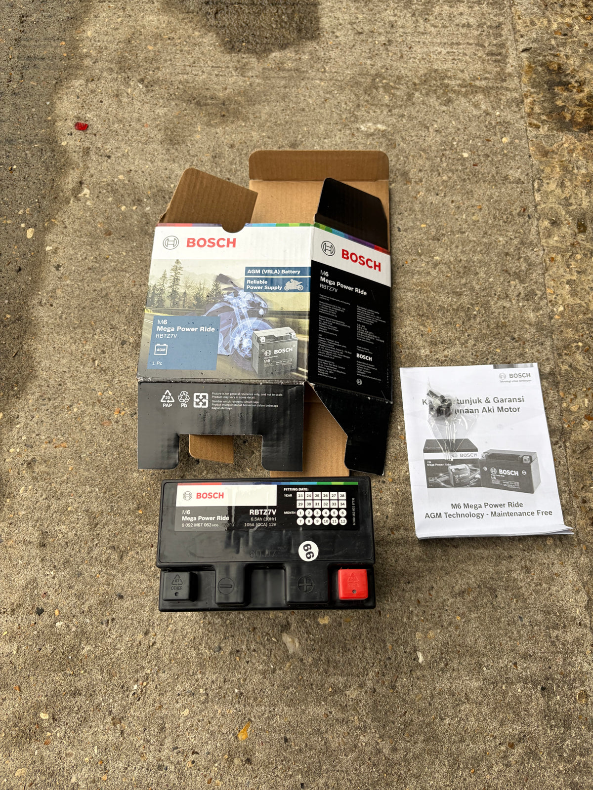 Bosch RBTZ-7V 12V 6Ah AGM Scooter Battery (YTZ7V equivalent) – NMAX 125, PCX 125